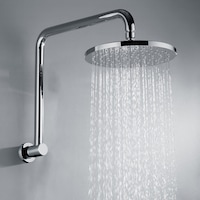 Decaura WElS 9" Rain Shower Head Set Round Brass Gooseneck Shower Wall Arm DIY Chrome