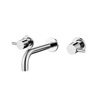 Decaura Bathroom Wall Sink Tap Set Basin Bath Spout Vanity Spa Bathtub Water Outlet with 1/4 Turn Twin Hand Lever Faucet Brass(Chrome)