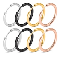 2pcs 10/20mm Silver Black Rose Gold Surgical Steel Sleeper Hoop Earrings Men Women Unisex