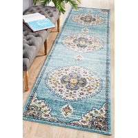 Rug Culture Blue & Multi Medallion Vintage Look Runner Rug