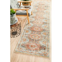 Rug Culture Blue Multi Vintage Look Aztec Runner Rug