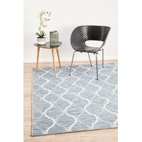 Rug Culture Blue & Natural Trellis Indoor/Outdoor Flat Woven Rug