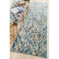 Rug Culture Blue Silky Finish Modern Runner Rug