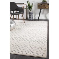 Rug Culture Bone Ivory & Grey Diamond Durable Rug