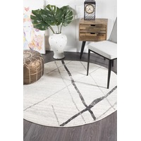 Rug Culture Bone Ivory & Grey Scandi Durable Round Rug