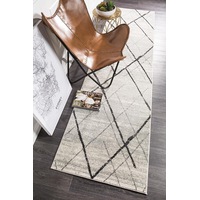 Rug Culture Bone Ivory & Grey Scandi Durable Runner Rug