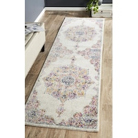 Rug Culture Bone & Multi Durable Vintage Look Runner Rug