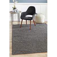 Rug Culture Charcoal Hand Woven Wool & Viscose Textured Rug