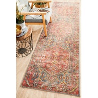Rug Culture Crimson Multi Vintage Look Aztec Runner Rug