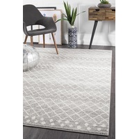 Rug Culture Grey & Bone Ivory Diamond Durable Rug