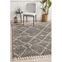 Rug Culture Grey & Bone Ivory Moroccan Modern Shag Rug