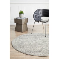 Rug Culture Grey Vintage Look Round Rug