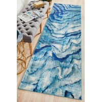 Rug Culture Indigo Silky Finish Abstract Runner Rug