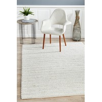 Rug Culture Ivory Hand Woven Wool & Viscose Textured Rug