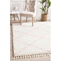 Rug Culture Ivory & Pastel Geometric Modern Shag Rug