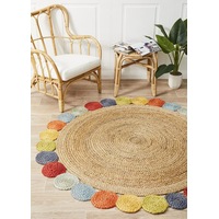 Rug Culture Multi Hand Braided Jute Bohemian Flatwoven Round Rug