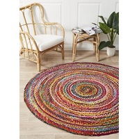 Rug Culture Multi Handmade Cotton Bohemian Flatwoven Round Rug