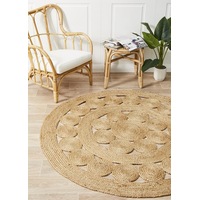 Rug Culture Natural Hand Braided Jute Coastal Flatwoven Round Rug