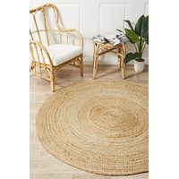 Rug Culture Natural Hand Braided Jute Scandi Flatwoven Round Rug
