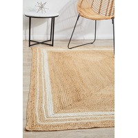 Rug Culture Natural & White Border Hand Braided Jute Rug