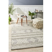 Rug Culture Natural White & Grey Coastal Wool Textured Rug