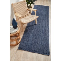 Rug Culture Navy Hand Braided Jute Runner Rug