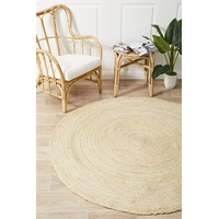 Rug Culture Neutral Hand Braided Jute Scandi Flatwoven Round Rug