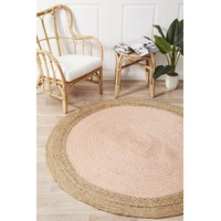 Rug Culture Pink Hand Braided Jute Bohemian Flatwoven Round Rug
