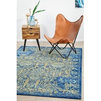 Rug Culture Royal Blue & Yellow Vintage Look Overdyed Rug