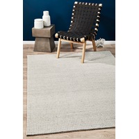 Rug Culture Silver Handmade Wool Blend Scandi Line Flatwoven Rug