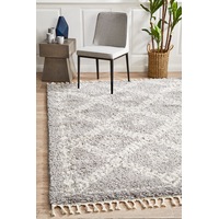 Rug Culture Silver & Ivory Bohemian Modern Shag Rug