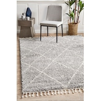Rug Culture Silver & Ivory Moroccan Modern Shag Rug