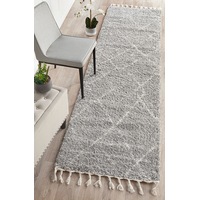 Rug Culture Silver & Ivory Moroccan Modern Shag Rug