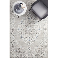 Rug Culture Silver & Navy Silk Look Transitional Rug