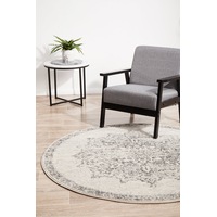 Rug Culture Silver & Off White Transitional Durable Round Rug