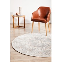Rug Culture Silver & Peach Vintage Look Durable Round Rug