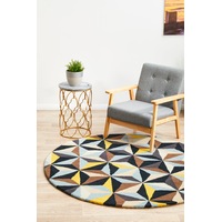 Rug Culture Small Blue Handmade High Quality Wool Geometric Round Rug