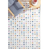 Rug Culture White Multi Super Soft Polka Dot Shag Rug