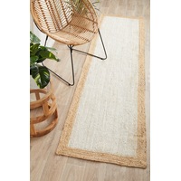 Rug Culture White & Natural Border Hand Braided Jute Rug