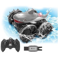 Amphibious Stunt Shark RC Car - Dual Remote Control - 360-Degree Rotation - Lighted Toy