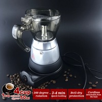 High Pressure Electric Moka Coffee Maker Cafeteria Espresso Moka 4Cups PC & Aluminum