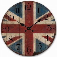 Z1098 34cm Rustic Vintage Wall Clock Coloured Stylish Design Art Sculpture MDF Boards