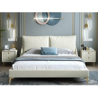 TEDDY Luxurious Cream Leather Bed Frame/Steel legs/Queen/ King