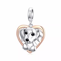 Sterling Silver I Love My Dog Dangle Charm