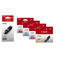 5 Pack Canon PGI-680, CLI-681 Ink Combo [1BK,1PBK,1C,1M,1Y]