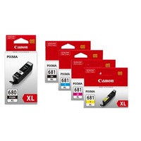 5 Pack Canon PGI-680XL, CLI-681XL High Yield Ink Combo [1BK,1PBK,1C,1M,1Y]