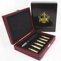 Don Vassie XL Gold Whisky Bullet Chillers 6 Pieces with Tong and a Luxury Wooden Box