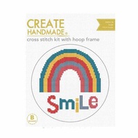 Create Handmade Cross Stitch Kit With Hoop Smile Rainbow 15cm