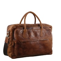 Pierre Cardin Rustic Leather Business Overnight Bag Cognac PC2802