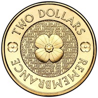 $2 2012 Gold Remembrance poppy Day Circulated AUS TWO DOLLAR Coin